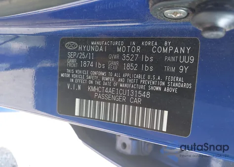 2012 Hyundai Accent Gls from USA, damaged, VIN KMHCT4AE1CU131548